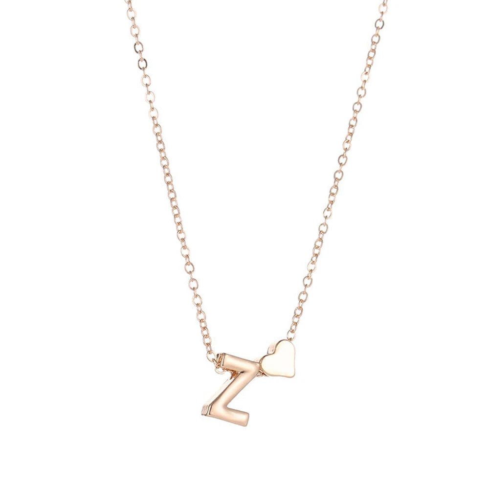 Gold Silver Tiny Heart Letter Name Dainty Necklace - LaVie Jewelery