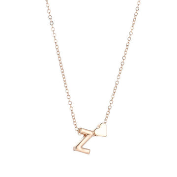 Gold Silver Tiny Heart Letter Name Dainty Necklace - LaVie Jewelery