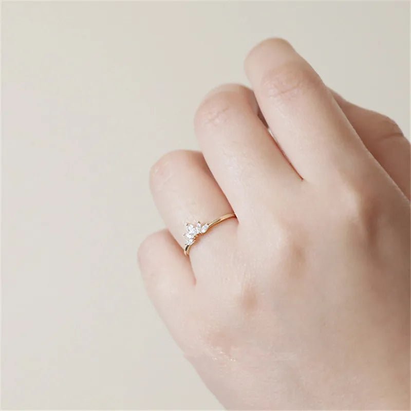925 Sterling Silver Pavé Crystal Plating 14k Gold Crown Ring - LaVie Jewelery