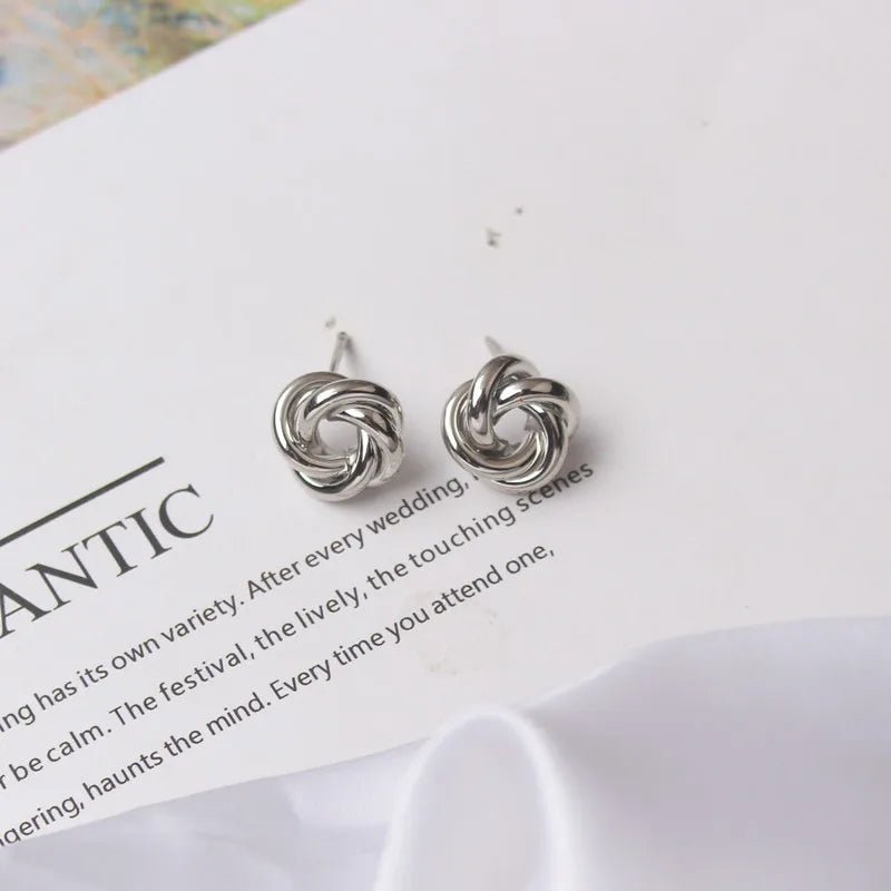 Gold Color Tiny Twist Metal Stud Earrings - LaVie Jewelery