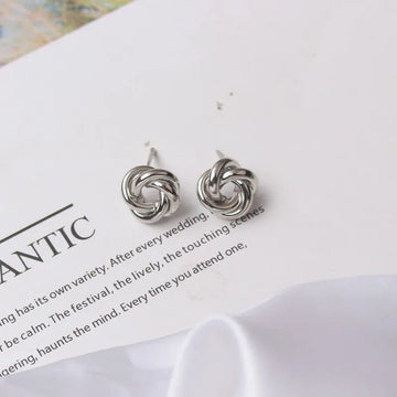 Gold Color Tiny Twist Metal Stud Earrings - LaVie Jewelery