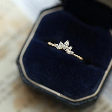925 Sterling Silver Pavé Crystal Plating 14k Gold Crown Ring - LaVie Jewelery