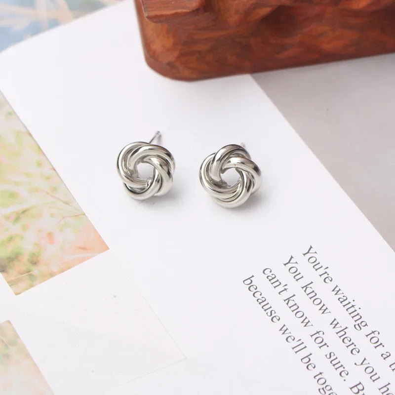 Gold Color Tiny Twist Metal Stud Earrings - LaVie Jewelery