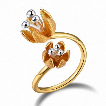 Handmade Gold Silver Two - tone Lotus Flower Jewelry Set - LaVie Jewelery