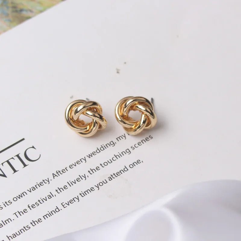 Gold Color Tiny Twist Metal Stud Earrings - LaVie Jewelery
