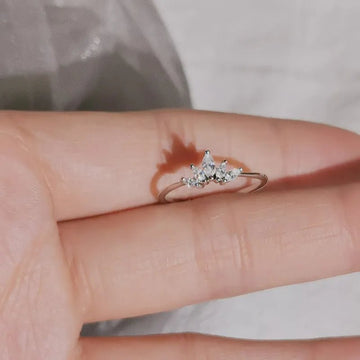 925 Sterling Silver Pavé Crystal Plating 14k Gold Crown Ring - LaVie Jewelery