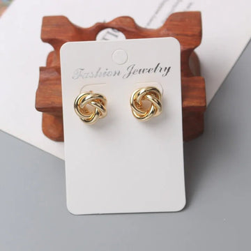 Gold Color Tiny Twist Metal Stud Earrings - LaVie Jewelery