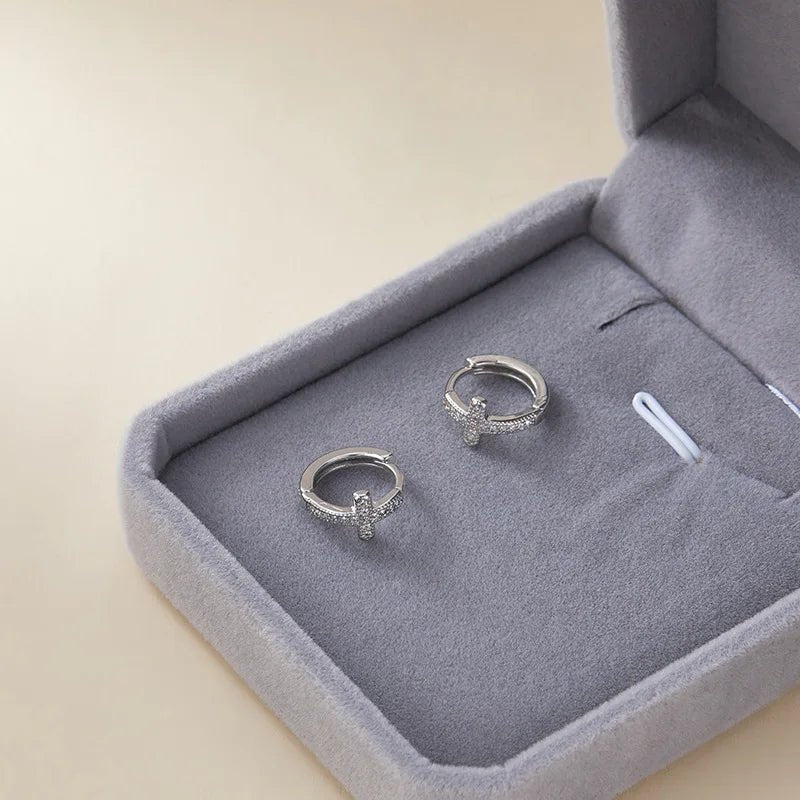 925 Sterling Silver Zircon Hoop Earrings - LaVie Jewelery