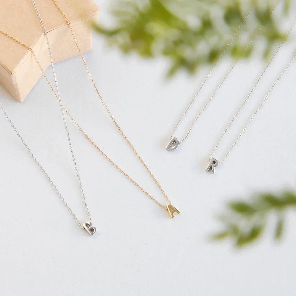 Tiny Initial Gold Silver Necklace - LaVie Jewelery