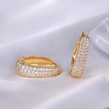 Dazzling Cubic Zirconia Stone Gold Color Hoop Earrings - LaVie Jewelery