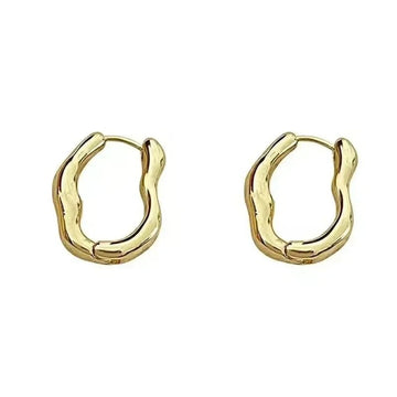 Vintage Silver Plated Stainless Steel Irregular Hoop Earrings - LaVie Jewelery