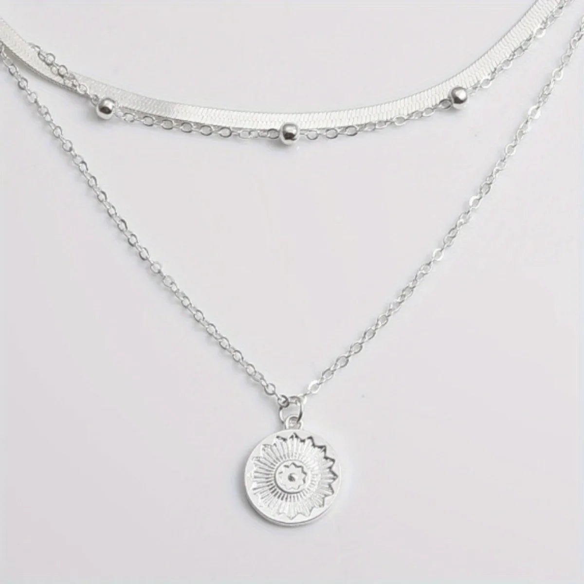 Multi - layer Snake Bone Chain with Round Bead Chain Necklace - LaVie Jewelery