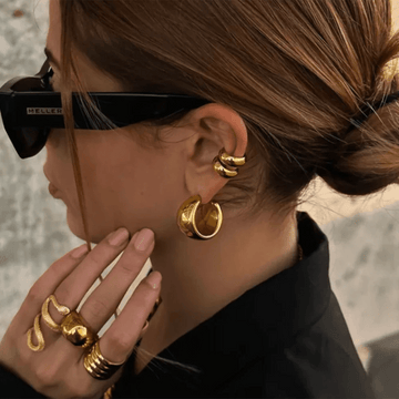 Stylish Metallic Gold Silver Color Earrings - LaVie Jewelery