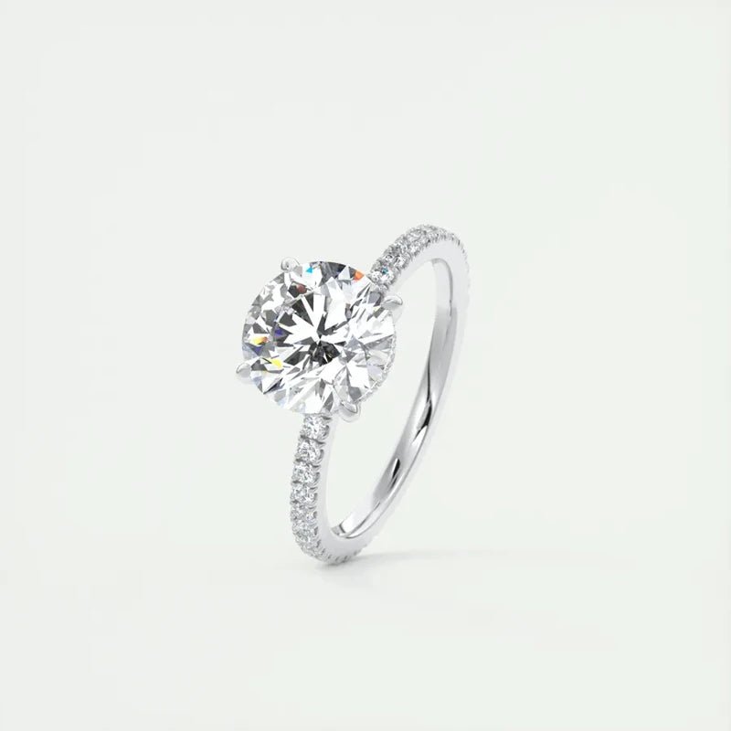 Classic 925 Sterling Sliver 2 Carat Round D - E Moissanite Ring - LaVie Jewelery
