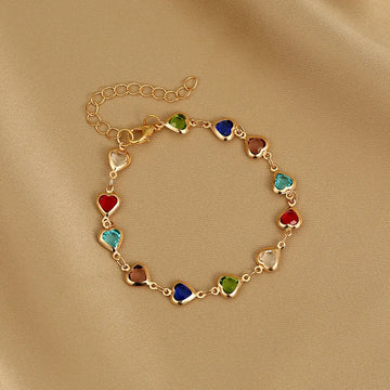 Korean Exquisite Crystal Zircon Colorful Heart Bracelet - LaVie Jewelery
