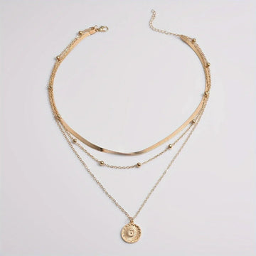 Multi - layer Snake Bone Chain with Round Bead Chain Necklace - LaVie Jewelery