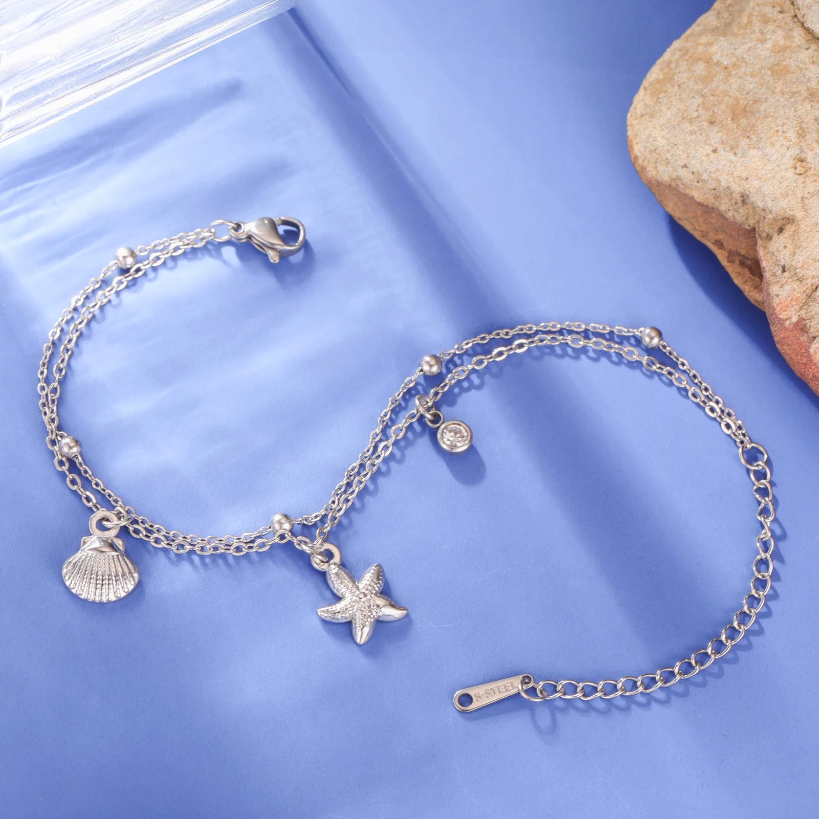 Stainless Steel Starfish Seashell Charms Bracelet - LaVie Jewelery
