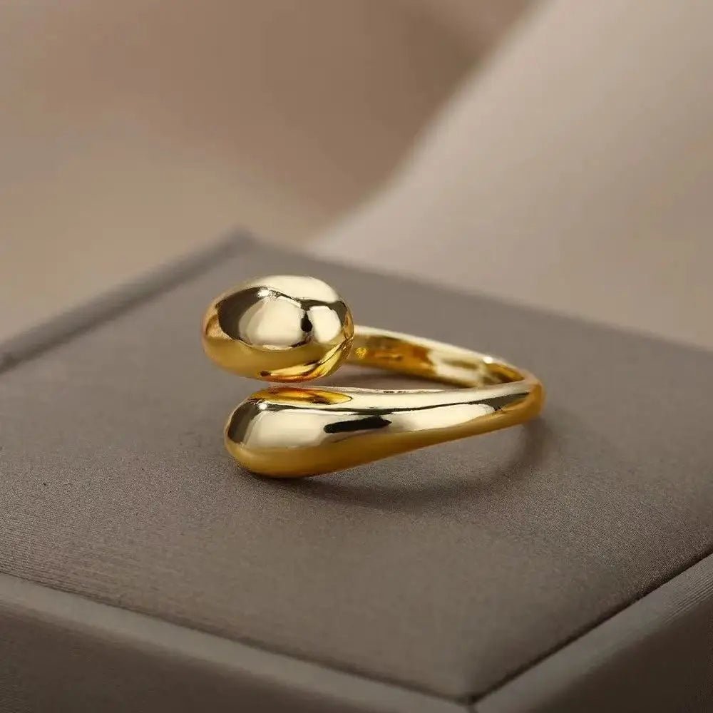 Stainless Steel Smooth Double Ball Beads Rings - LaVie Jewelery