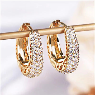 Dazzling Cubic Zirconia Stone Gold Color Hoop Earrings - LaVie Jewelery