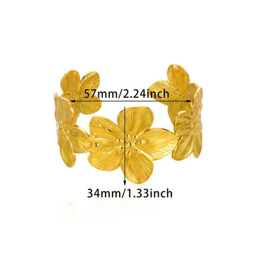 Chic Gold Color Elegant Flower Shaped Cuff Bracelet - LaVie Jewelery