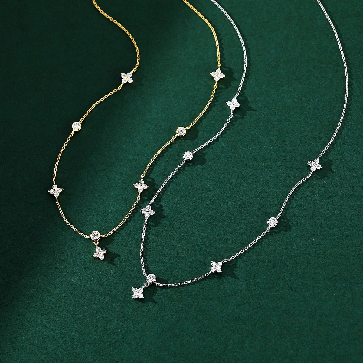 Zircon Four - leaf Flower Luxury Chain Choker Necklace - LaVie Jewelery