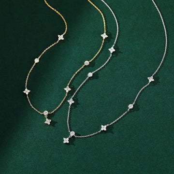 Zircon Four - leaf Flower Luxury Chain Choker Necklace - LaVie Jewelery