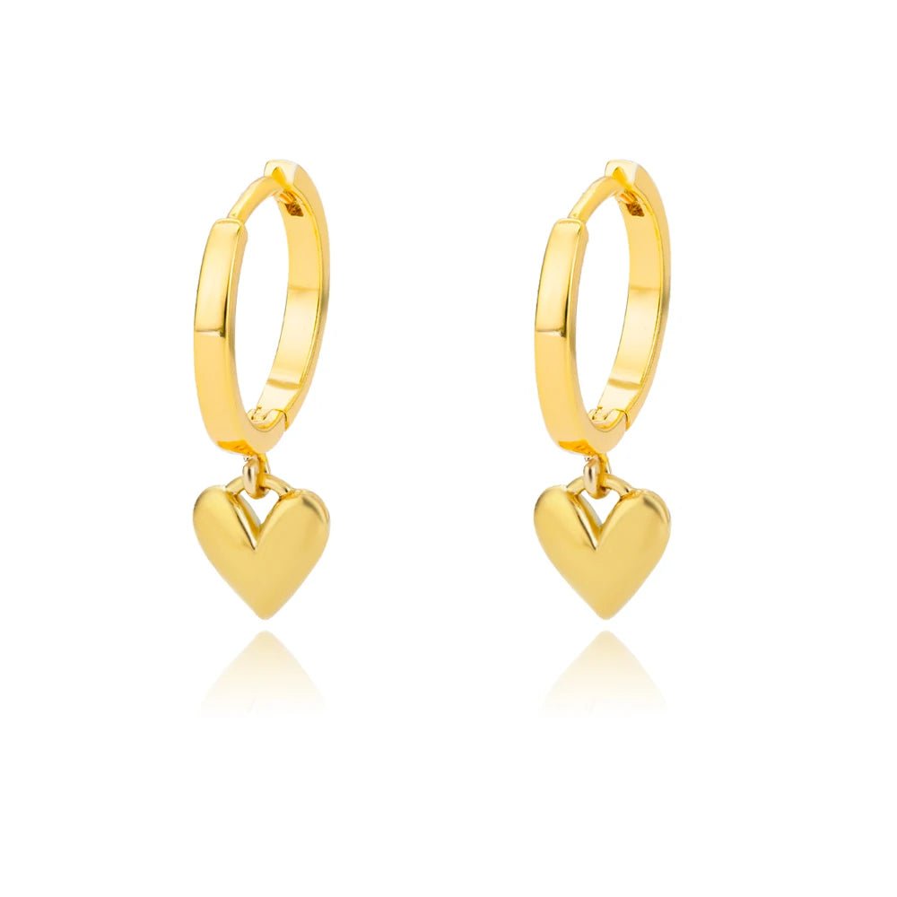 Stainless Steel Gold Silver Color Zircon Heart Earrings - LaVie Jewelery