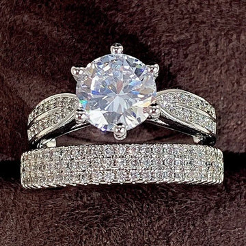 Charm Silver Color White Stone Rings Set - LaVie Jewelery