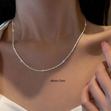 Silver Color Sparkling Clavicle Chain Choker Necklace - LaVie Jewelery