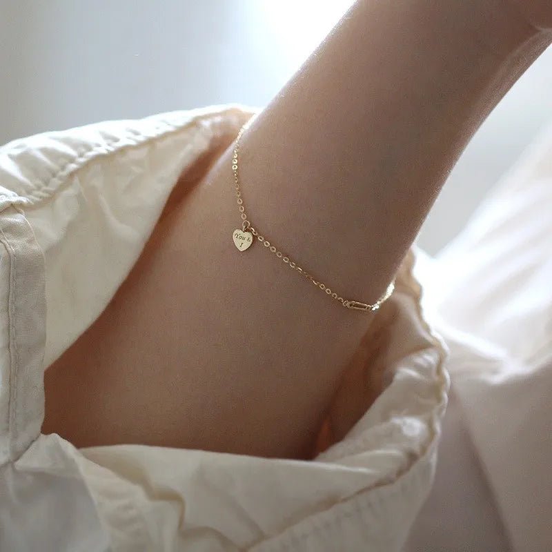 14K Gold‑Plated 925 Sterling Silver Heart Bracelet - LaVie Jewelery