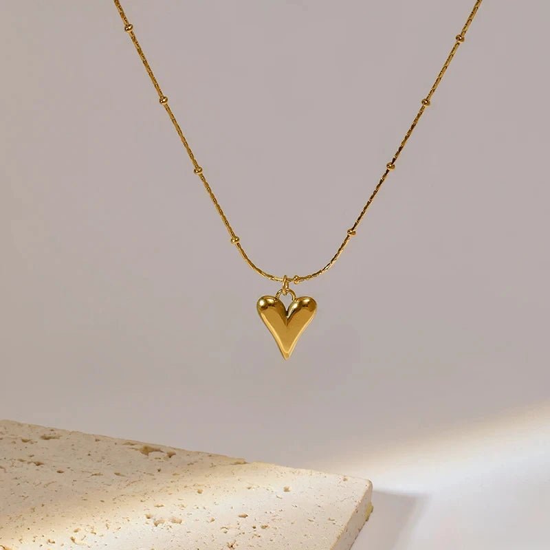Stainless Steel Heart Pendant Choker Necklace - LaVie Jewelery