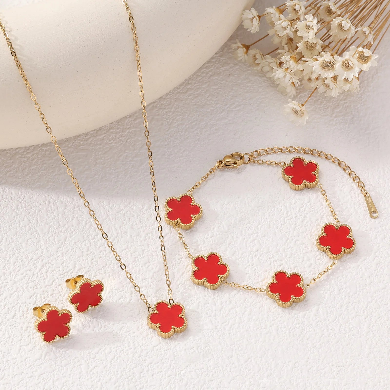 Stainless Steel Luxury Plum Blossom Jewelry Sets - LaVie Jewelery