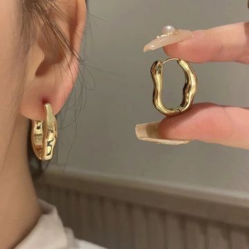 Irregular Oval Hoop Earrings - LaVie Jewelery