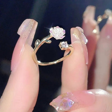Cubic Zircon Flower Opening Rings - LaVie Jewelery