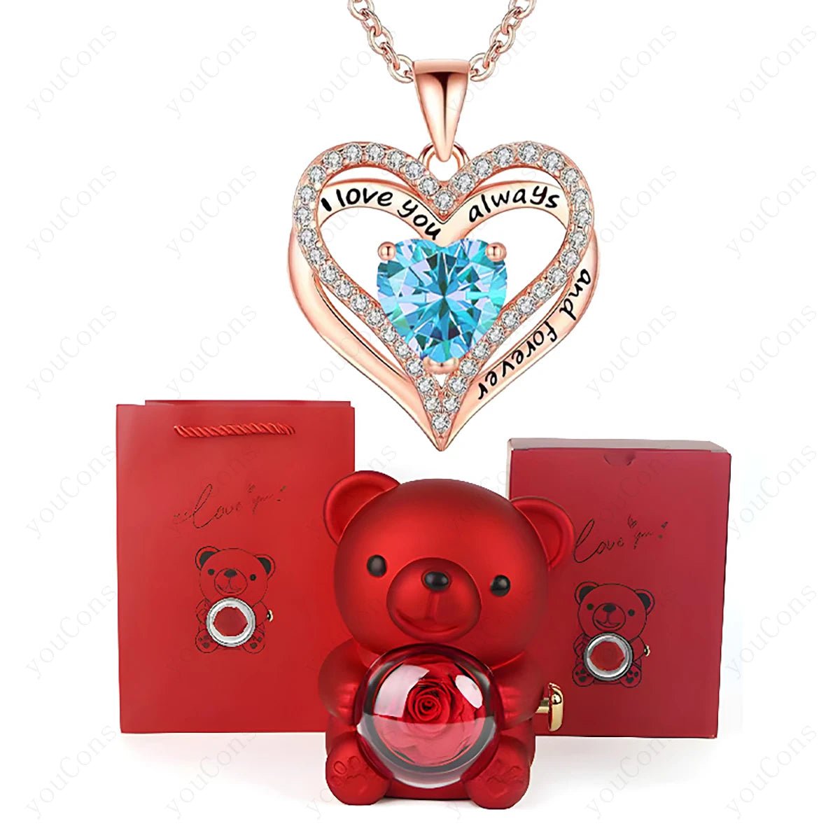 "The Passionate Heart" Red Pendant & Bear Gift Set - LaVie Jewelery