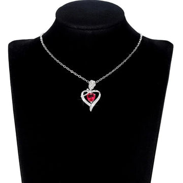 Elegant Hollow Heart Rhinestone Pendant Necklace - LaVie Jewelery