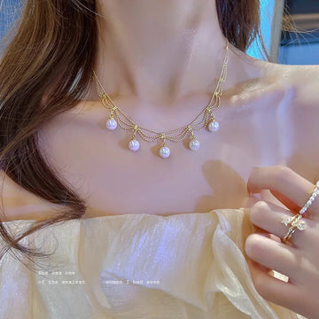 Gold Color New Beads Pearl Choker Necklace - LaVie Jewelery