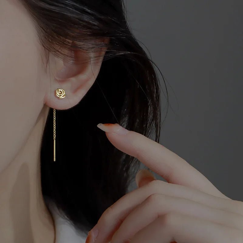 Korean Style Long Tassel Heart Drop Earrings - LaVie Jewelery