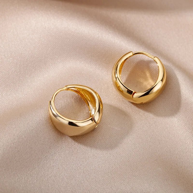 Stainless Steel Chunky Flat Small Circle Hoop Earrings - LaVie Jewelery