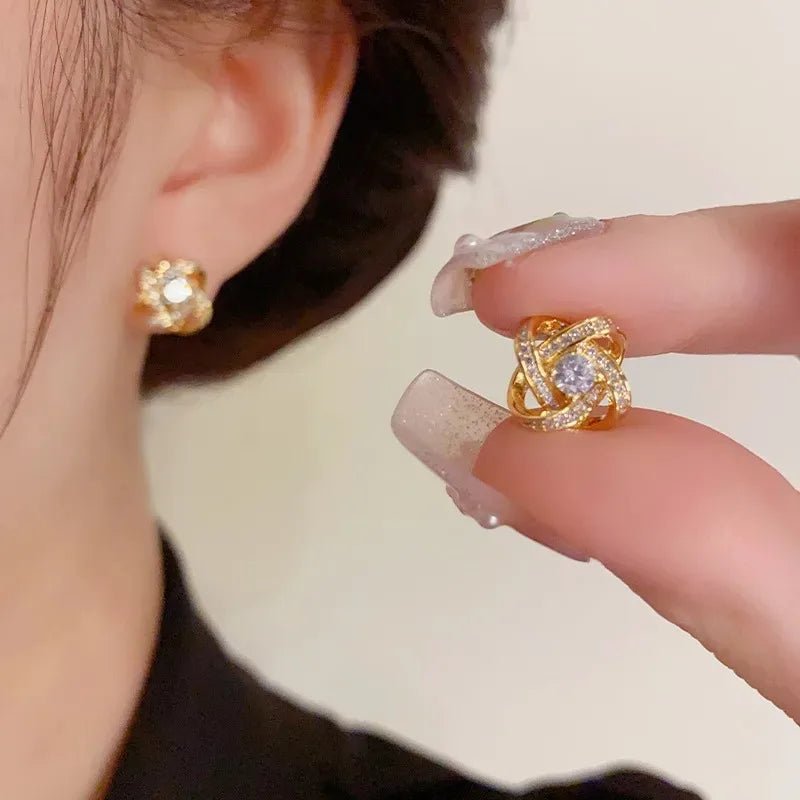 Korean Elegant Zircon Heart Flower Earrings - LaVie Jewelery