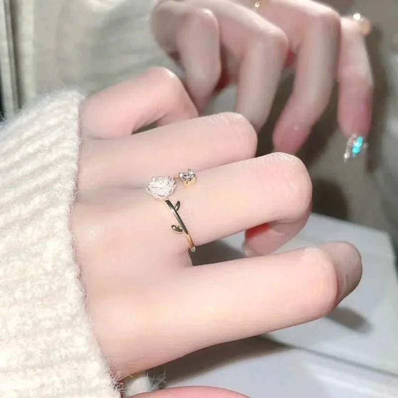 Cubic Zircon Flower Opening Rings - LaVie Jewelery