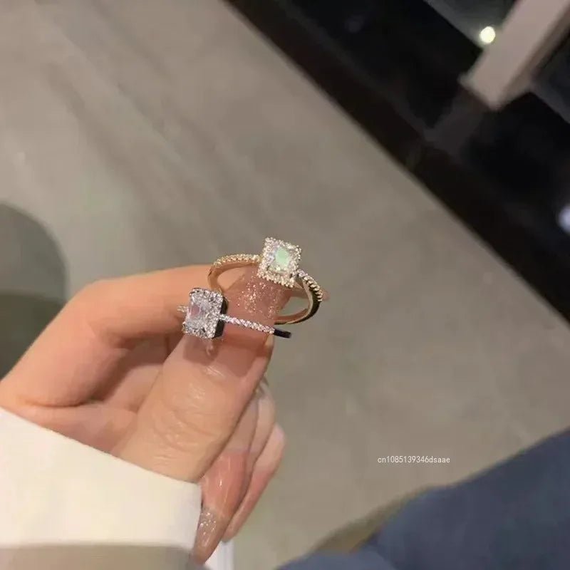 French Square Moissanite Wedding Engagement Rings - LaVie Jewelery