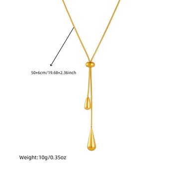 Stainless Steel Adjustable Water Droplet Earrings Necklace Jewelry Set - LaVie Jewelery
