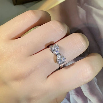 Fancy Bow Ring with Dazzling CZ Sterling Silver - LaVie Jewelery