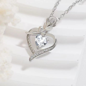 Elegant Hollow Heart Rhinestone Pendant Necklace - LaVie Jewelery