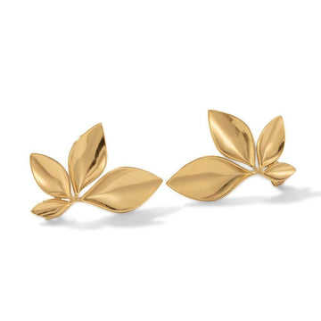 Stainless Steel Leaves Flower Stud Earrings - LaVie Jewelery