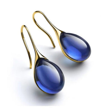Gold Color Inlay Natural Stone Earrings - LaVie Jewelery