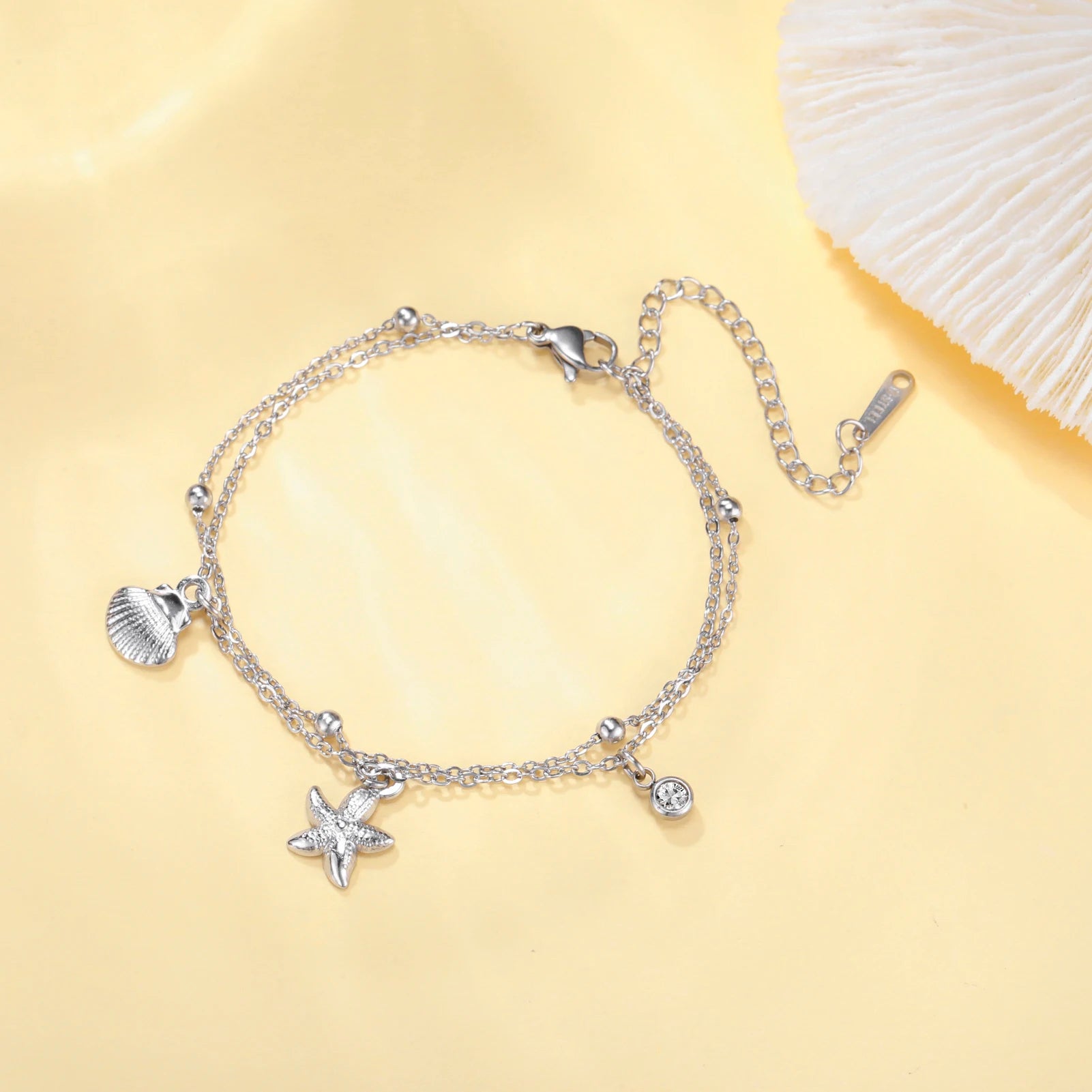 Stainless Steel Starfish Seashell Charms Bracelet - LaVie Jewelery