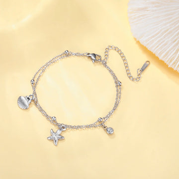 Stainless Steel Starfish Seashell Charms Bracelet - LaVie Jewelery