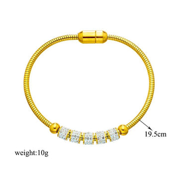 Stainless Steel Gold Color Rhinestone Beaded Bracelet - LaVie Jewelery